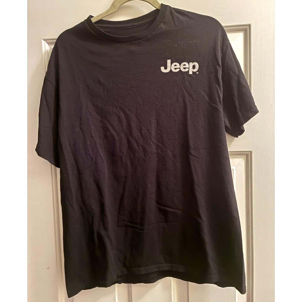 Jeep Men's Black Logo Graphic Print Cotton Knit Crew Neck T-Shirt Size L